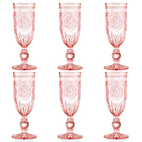 Yungala Pink Champagne Glasses Set of 6 Pink Champagne Flutes