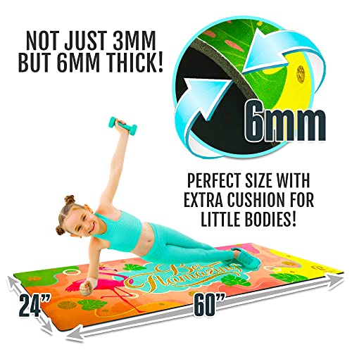 ZULY Eco Friendly Kids Yoga Mat with Free Yoga Strap, Premium Microfib