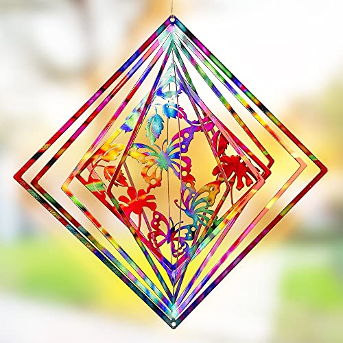 Dawhud Direct Rainbow Butterfly Kinetic Wind Spinners for Yard and Garden