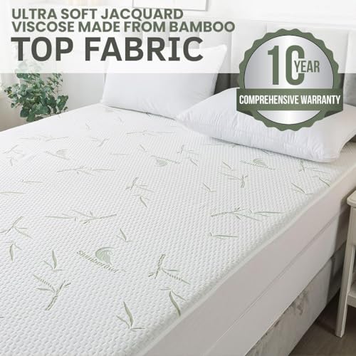 SlumberOwl Premium Organically Grown Bamboo Viscose Zippered Mattress Encasement – 100% Waterproof, Cooling & Ultra Soft (Twin XL) 12-15" Deep