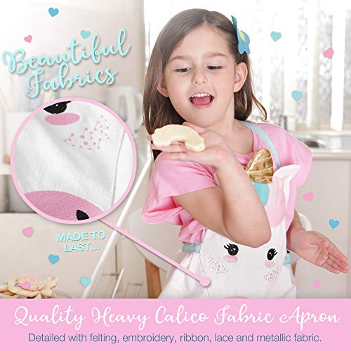 Kids Cookie Baking Set for Girls - Incl. Unicorn Apron, Cookie Cutters, Complete Cooking Kit With 14 Pieces - Great for Kitchen Dress up and Gifts For Girls Age 4-12