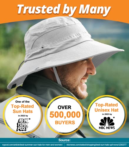 GearTOP Wide Brim Sun Hat for Men and Women - Mens Bucket Hats with UV Protection for Hiking - Bucket Hat for Women UPF 50+ (White, 7-7 1/2)