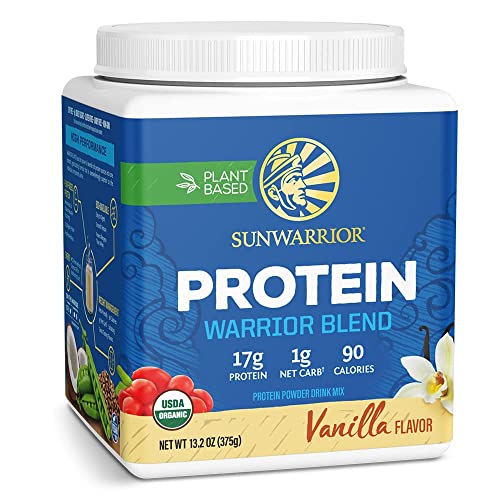 Sunwarrior - Warrior Blend, Plant Based, Raw Vegan Protein Powder with Peas & Hemp, Vanilla, 15 Servings, 13.2 Ounce