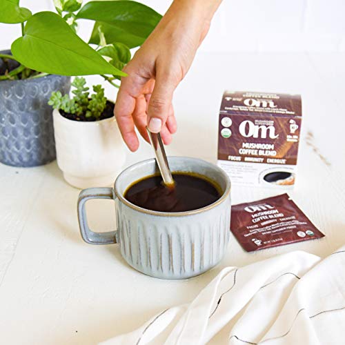 Om Mushroom Superfood Coffee Blend Mushroom Powder, Single Serve, 10 Count, Organic Arabica Beans, Lion's Mane, Cordyceps, Turkey Tail, Reishi Extract, Ginkgo Biloba, Supports Energy and Focus