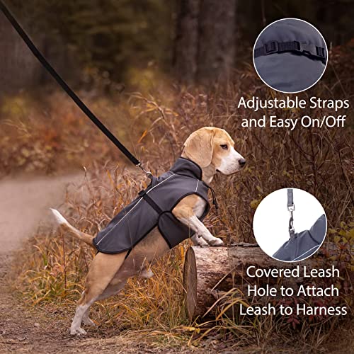 LUCOLOVE Dog Winter Coat - Waterproof Heat-Retaining Insulated Vest - Easy On/Off and Lightweight - for All Weather Conditions - Suits Very Small to Very Large Dog Breeds (M)