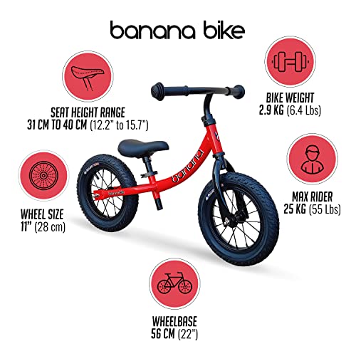 Banana Bike Lightweight Toddler Bike Adjustable 2 to 5 Years Red