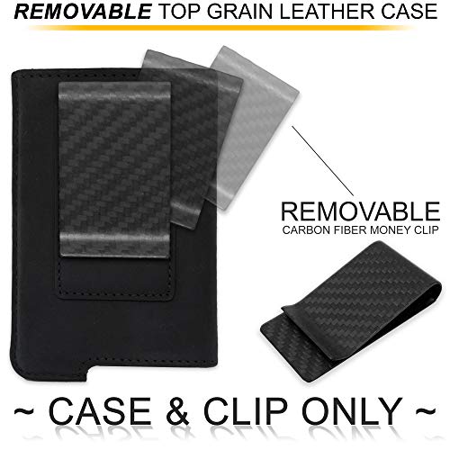Fidelo Leather Case for Carbon Fiber Aluminum Pop Up Wallet Leather Case Only Black