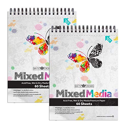 Brite Crown Mixed Media Sketch Pad 2 Pack Book 120 Sheets Free Drawing Paper