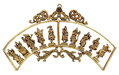 Esplanade Brass Vishnu Dashavatar Wall Hanging Ten Incarnations 13 Inch