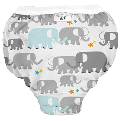 Kushies Baby Waterproof Training Pant (29-33 Pounds) White Elephants Medium