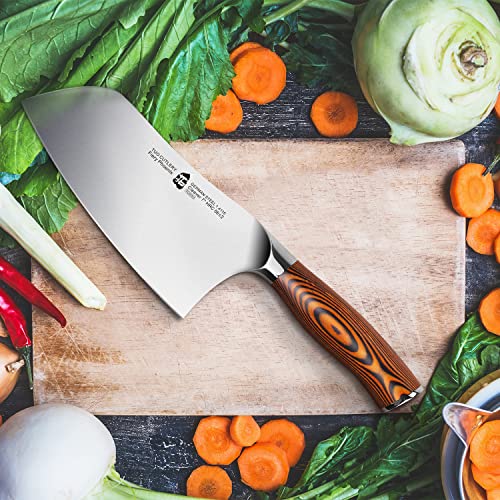 Tuo Cleaver Knife Chinese Chef Knife Stainless Stee Heavy Duty Home Kitchen