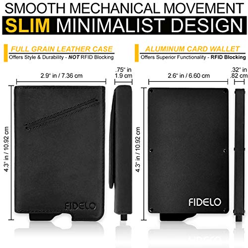 Fidelo Minimalist Wallet for Men Pop Up Wallet Card Holder Money Clip Black