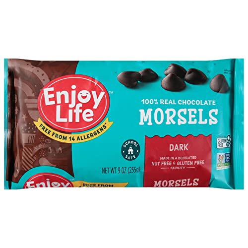 Enjoy Life Baking Dark Chocolate Morsels, Dairy Free Chocolate Chips, Soy Free, Nut Free, Non GMO, Gluten Free, Vegan Chocolate Chips, 9 oz bag