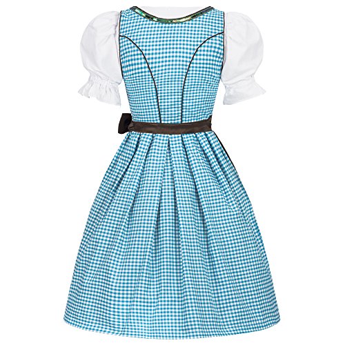 Gaudi-leathers Women's Set-3 Dirndl Pieces lightblue checkered with brown apron 44