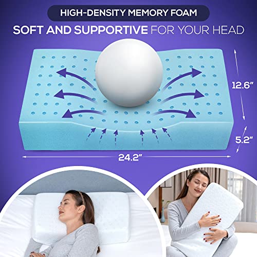 della Cuboid Side Sleeper Pillow - Innovative Ergonomic Design for Head & Neck Alignment - Soft Ventilated Memory Foam for Ultimate Comfort & Cooling All Night Long (Cooling Fabric)