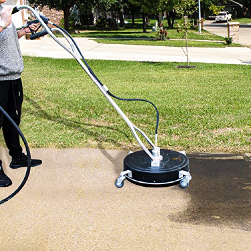 EDOU Direct Dual Handle Pressure Washer Surface Cleaner 20" with Wheels | Composite | Heavy Duty | 4,500 PSI Max Working Pressure | Includes: 3/8" Quick Connector Kit, Teflon Tape
