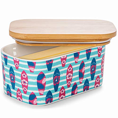 Butler & Chef Covered Butter Dish With Lid Bamboo Surfboard