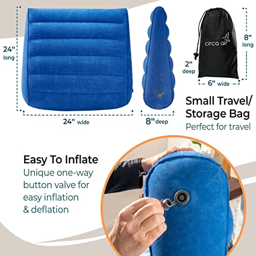 Inflatable Wedge Pillow for Travel Lightweight Portable Color Blue