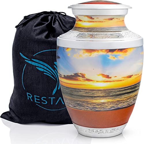 Beach Sunset Urns for Ashes Adult Male. Cremation urns for Human Ashes Adult Female. Decorative Beach urn for Human Ashes by Restaall