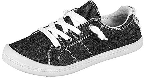 Forever Link Womens Classic Slipon Comfort Fashion Sneaker Black 5 Pair of Shoes