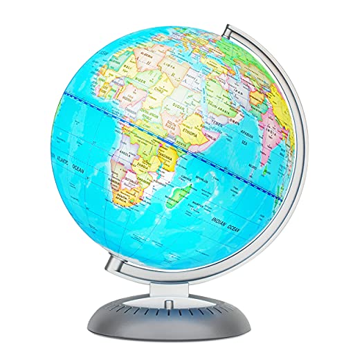 Illuminated World Globe for Kids Stand and Built in Led Night Light for Learning