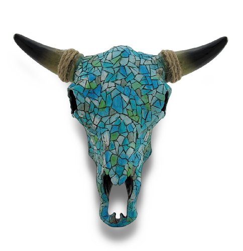 Mosaic Turquoise Steer Skull Wall Hanging