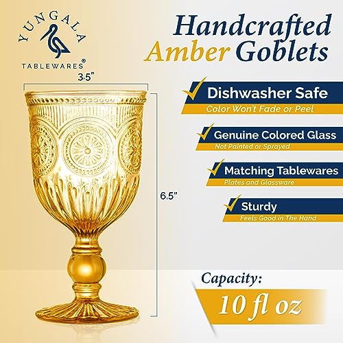 Yungala Amber Wine Glasses Set of 6 Amber Goblets Glassware