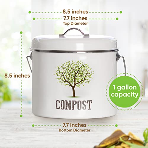 Third Rock Kitchen Compost Bin Countertop 1.0 Gallon Small Compost Bin