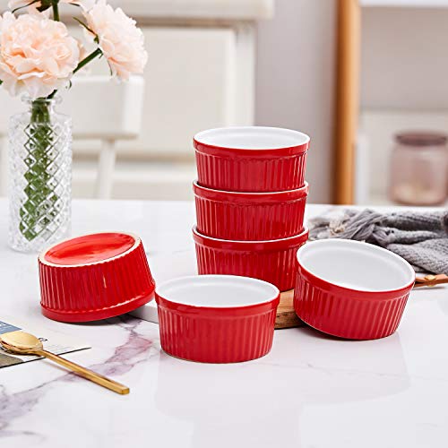 Bruntmor 4 Oz Red Ramekins Ceramic Ramekin Ceramic Serving Bowls Christmas Gift