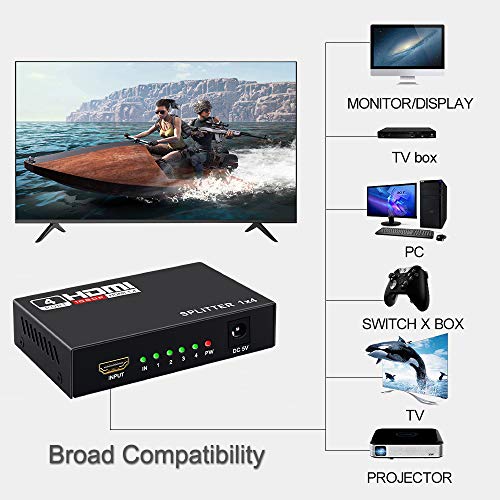 Hdmi Splitter 1 in 4 Out 4k Hdmi Splitter 1x4 Ports V1.4 Powered 3d Support