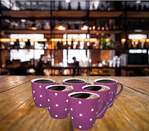 Bruntmor 16 Oz Mug Set 6 Large Ceramic Mugs Gift Purple Polka Dot