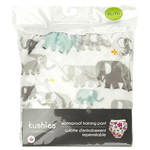Kushies Baby Waterproof Training Pant 33-38 Pounds White Elephants Large