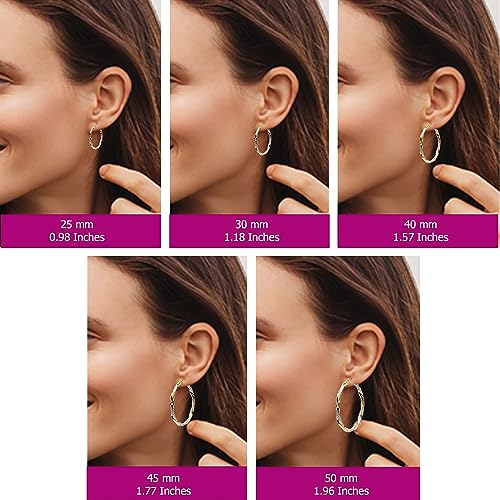 LeCalla Valentines Day Gifts for Her - 925 Sterling Silver Hoop Earrings Two-Tone Italian Design 14K Gold-Plated Small Hoops Earring for Women - 25MM