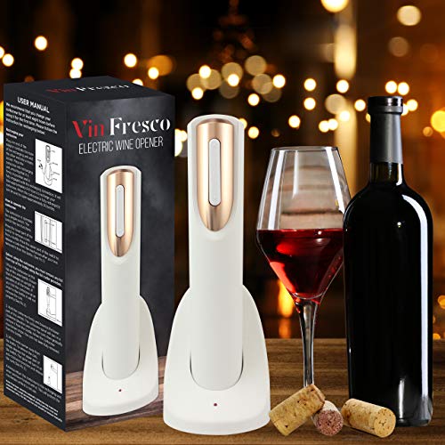 Vin Fresco Electric Wine Opener Rechargeable Foil Cutter White & Rose Gold