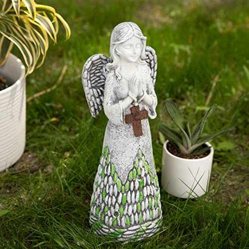 VP Home Solar Powered LED Outdoor Decor Garden Light  Praying Angel with Cross