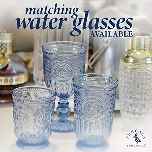 Yungala Blue Wine Glasses Set of 6 Blue Goblets Blue Glassware