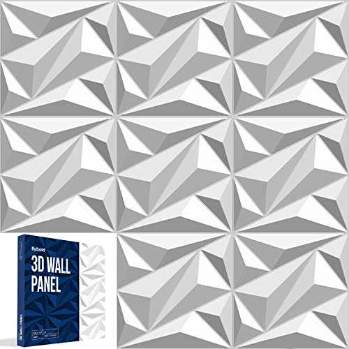 3D Wall Panels Decorative Wall Panels for Interior Wall Decor Diamond Accent Design Waterproof Doesn't Bend Includes 12 PVC Panel Sheets of 19.7 x 19.7 Inch 32 Sq Ft