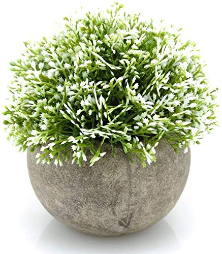 Velener White Mini Artificial Plant Topiary Ball Pot Set Kitchen Counter Aloe