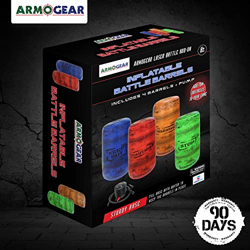 ArmoGear Inflatable Barrels for Laser Tag, Squirt Guns, and Paintball | Set of 4 Barrels for Arena or Battlefield Bunkers