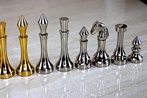 StonKraft Brass Chess Pieces Chess Coins Pawns Chessmen (3.5" Inches King Height)