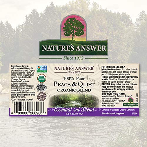 Nature's Answer 100% Pure Organic Essential Oil Blend, 0.5-Ounce, Peace/Calming Relax
