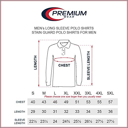 Premium Wear Men's Long Sleeve Polo Shirts Men Black Small