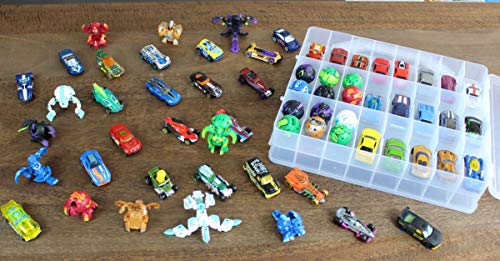 Bins & Things 48 Slot Toys Organizer Storage Case - Compatible w/Calico Critter, Hot Wheels