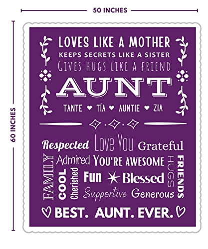 FILO ESTILO Aunt Gifts Blanket Birthday Gifts Auntie Gifts 60x50 Inches Purple