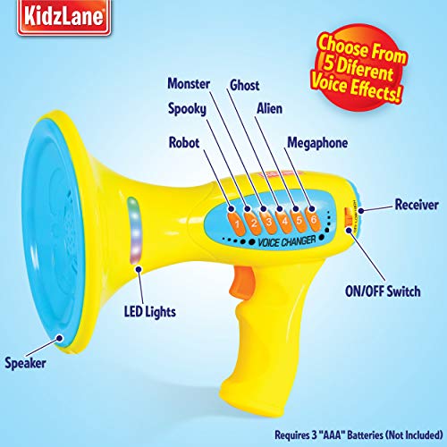 Kidzlane Voice Changer Microphone for Kids | Megaphone Function, LED Lights, and 5 Different Sound Effects | Ideal Cool Christmas Gift Toy for Kids Girls Boys Teens Age 5+