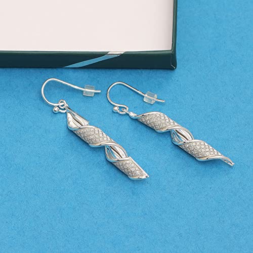 Charmsy Sterling Silver Glitter Light Weight Drop Dangle Earrings for Women Teen