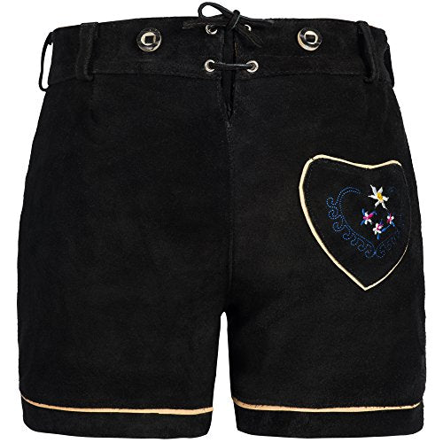 Gaudi-Leathers Women's Traditional Shorts Embroidery 38 Black