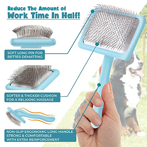 Pet Slicker Brush With Soft Massage Grooming Stainless Steel Pins Pawfect