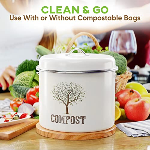 Third Rock Kitchen Compost Bin Countertop – 1.0 Gallon Compost Bucket for Kitchen – Small Compost Bin – Compost Bin Kitchen Counter - Countertop Compost Bins for Kitchen Includes Charcoal Filter