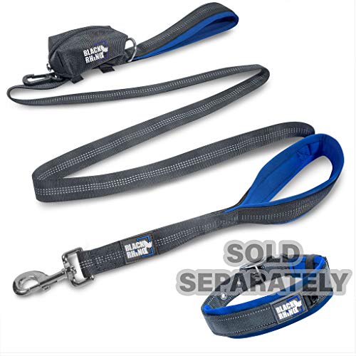 BLACK RHINO | 6ft Long Dog Leash - Rope Dog Lead - Running Lead Leash for Medium & Large Dogs | Two Traffic Padded Comfort Handles - Double Handle Reflective Lead - Strong Leash for Training (Blue)